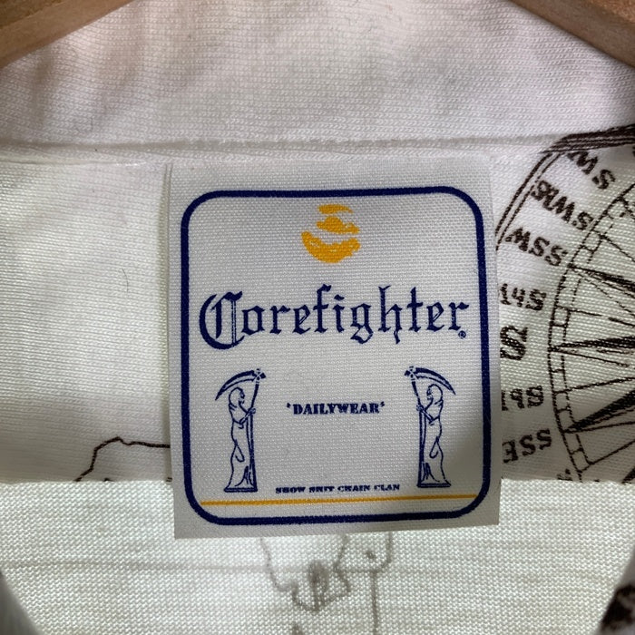CORE FIGHTER コアファイター マルチプリント 半袖 コットンシャツ ホワイト スナップボタン 2 Size M 福生店