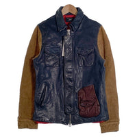 glamb グラム レザージャケット ネイビー ブラウン GB0318 / JKT05 Size 4 福生店