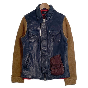 glamb グラム レザージャケット ネイビー ブラウン GB0318 / JKT05 Size 4 福生店