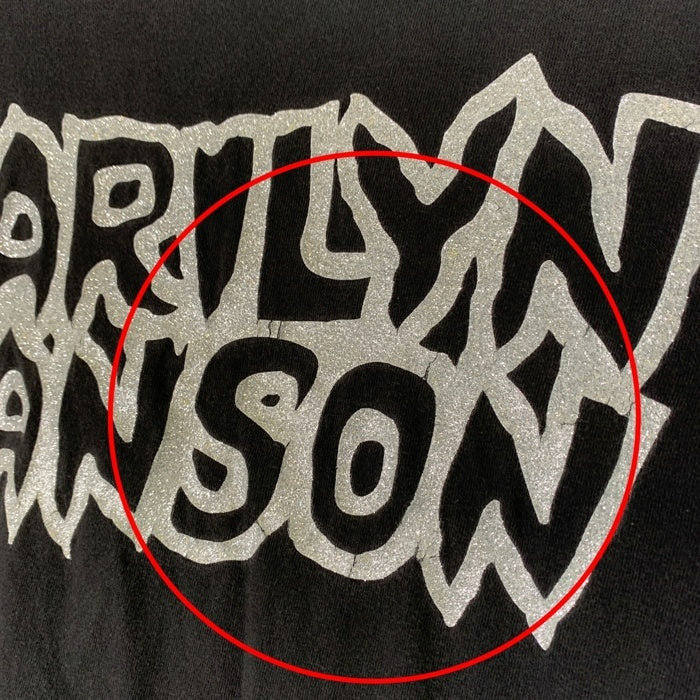 90's Winterland ウィンターランド MARILYN MANSON マリリンマンソン ラメプリント コピーライト1995 EVERLASTING COCKSUCKER 半袖 Tシャツ ブラック Size XL相当 福生店