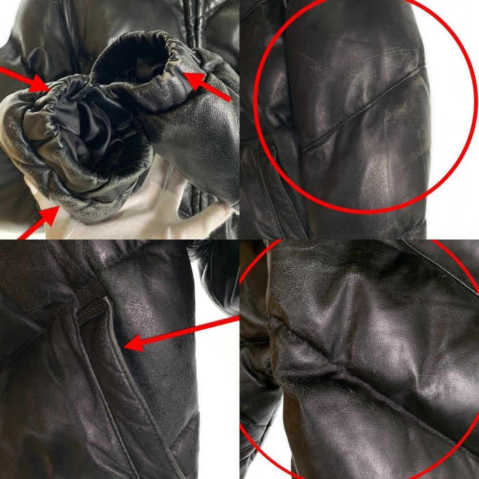 Schott ショット ラムレザー 羊革 コヨーテ ファー ダウン ジャケット ブラック USA製 Size 34 福生店