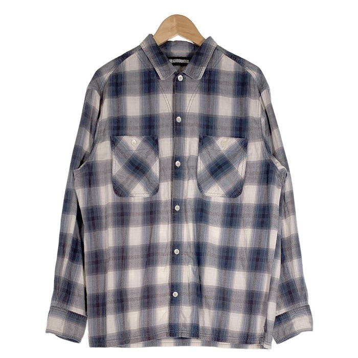 NEIGHBORHOOD ネイバーフッド 21SS B&C C-SHIRT コットンチェックシャツ 長袖 ネイビー ホワイト 211ARNH-SHM03 Size L 福生店