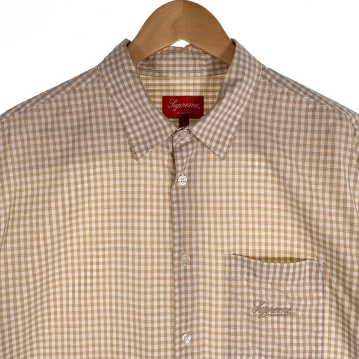 SUPREME シュプリーム 21SS Gingham S/S Shirt ギンガムチェックショートスリーブシャツ ベージュ 半袖 Size L 福生店