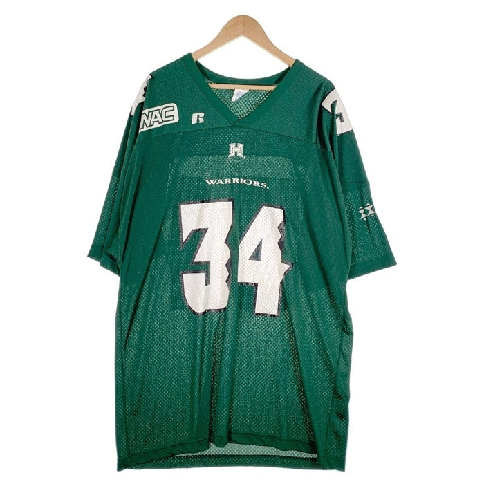HAWAII WARRIORS メッシュ フットボールシャツ グリーン ラッセル ラバープリント Size XXL 福生店