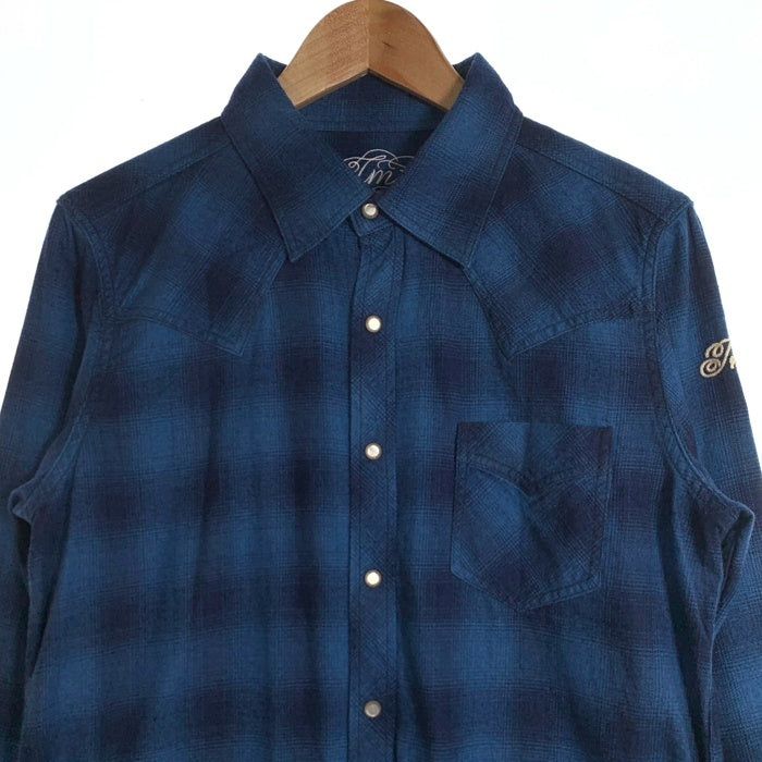 TMT ティーエムティー 15AW シャドーチェック ウエスタン ロングフランネルシャツ ブルー TSH-F15EC04 Size L 福生店