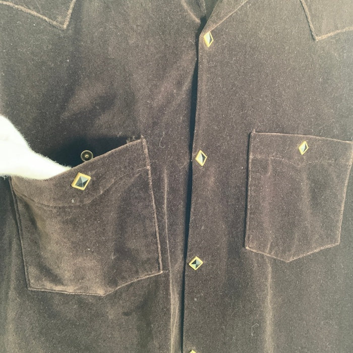 STEVENSON OVERALL Co. スティーブンソン オーバーオール UrbanLasso-UL1 ベロア ウエスタンシャツ ブラウン やや厚手 Size XL 福生店