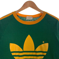 80's~ adidas アディダス ラグランスリーブ プリントTシャツ グリーン イエロー AA-4630 Size M-L 福生店