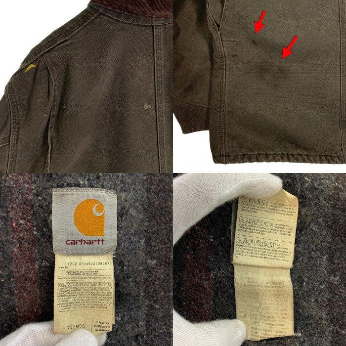 90's Carhartt カーハート Chore Coat チョアコート ダック地 ブランケットライナー モスグリーン USA製 C02MOS Size XL 福生店