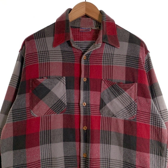 80's BIG MAC ビッグマック フランネルシャツ バーガンディー グレー SIze L 福生店