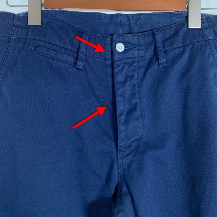 BURGUS PLUS バーガスプラス HINOYA ORIGINAL ヒノヤオリジナル BUTTON FLY CHINO PANTS ボタンフライ チノパンツ ネイビー Lot.401 Size 32 福生店