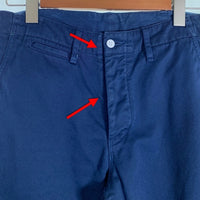 BURGUS PLUS バーガスプラス HINOYA ORIGINAL ヒノヤオリジナル BUTTON FLY CHINO PANTS ボタンフライ チノパンツ ネイビー Lot.401 Size 32 福生店