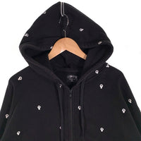 00's STUSSY ステューシー Skull Patterned Full Zip Hoodie フルジップパーカー フーディー ブラック Size XL 福生店