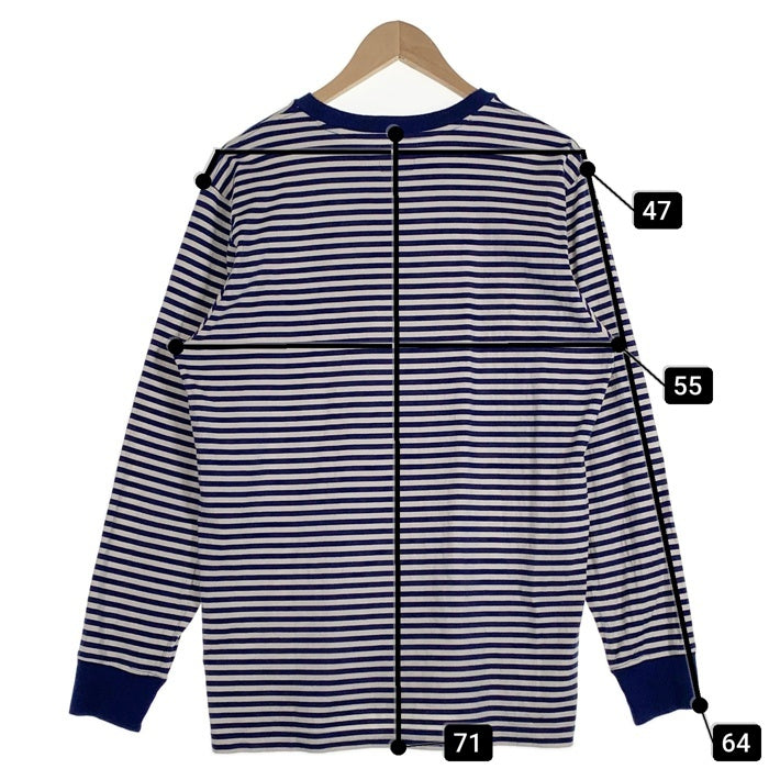 SUPREME シュプリーム 15AW Striped Logo L/S Top ストライプドロゴ ロングスリーブTシャツ ブルー ホワイト ボーダー Size L 福生店