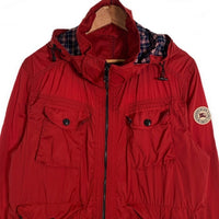 BURBERRY BLACK LABEL バーバリーブラックレーベル ナイロン ジップアップジャケット レッド D1F09-709-16 Size LL 福生店
