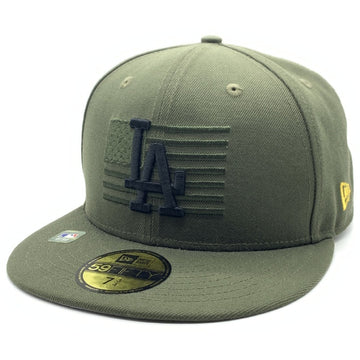 New Era ニューエラ 59FIFTY MLB ロサンゼルス・ドジャース OUR NATION FINEST ベースボールキャップ オリーブ 星条旗 Size 7 3/4 (61.5cm) 福生店