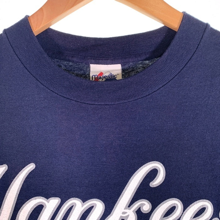 90's majestic マジェスティック Newyork Yankees ニューヨーク ヤンキース JETTER 2 半袖 Tシャツ ネイビー USA製 Size L 福生店