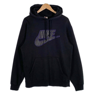 SUPREME シュプリーム 19AW NIKE ナイキ Leather Applique Hooded Sweatshirt レザーアップリケ プルオーバースウェットパーカー ブラック CK6225-010 Size M 福生店
