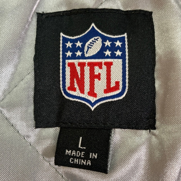 NFL RAIDERS レイダース コットン スタジアムジャケット スナップボタン スタジャン ブラック グレー SizeL 瑞穂店