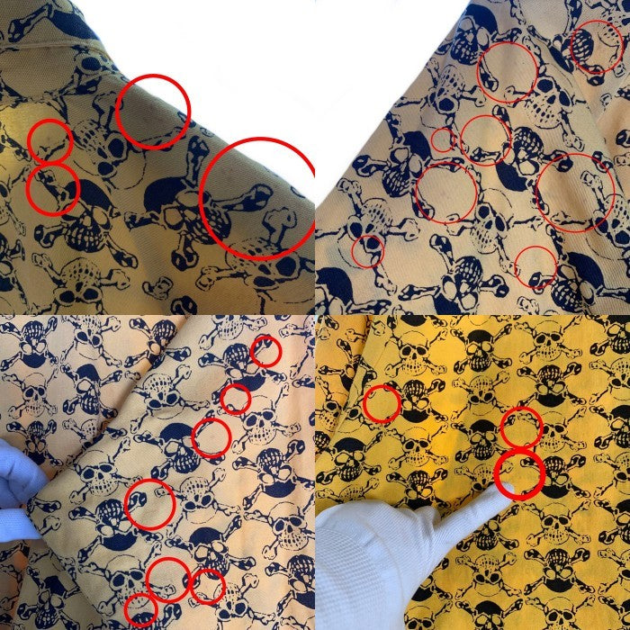 LIFE`S A BEACH ライフズアビーチ 復刻 スカルボーンプリント スウィングトップ ブルゾン ジャケット イエロー 薄手 Size M 福生店