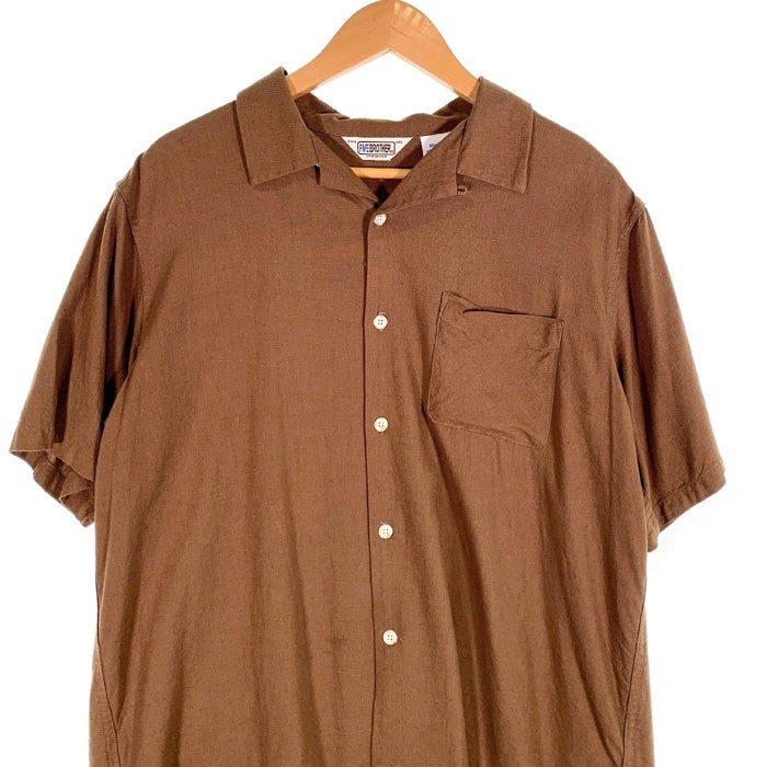 FIVE BROTHER ファイブブラザー LINEN RAYON ONE-OP S/S SHIRTS レーヨン リネン オープンカラーレーヨンシャツ ブラウン 152520 Size M 福生店