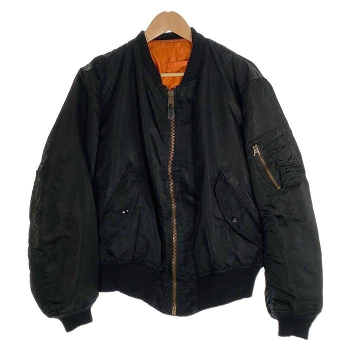 90's ALPHA アルファ MA-1 ナイロン フライトジャケット ブラック USA製 IDEAL Size XL 福生店