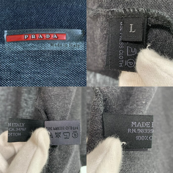 PRADA SPORT プラダスポーツ ラバーパッチ 鹿の子 ボタンシャツ 長袖 チャコールグレー Size L 福生店