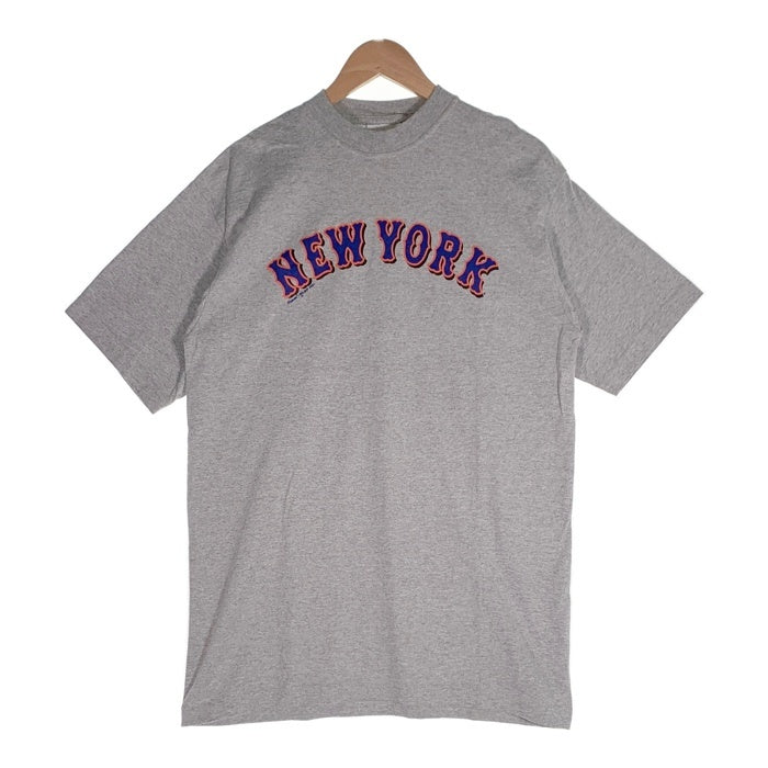 majestic マジェスティック Newyork Mets ニューヨーク メッツ アーチロゴ 半袖 Tシャツ グレー オレンジ メキシコ製 Size L 福生店