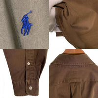 Ralph Lauren ラルフローレン BLAKE コットン ボタンダウンシャツ 長袖 ブラウン Size M 福生店