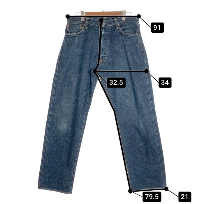 EVISU エヴィス No.2 ボタンフライ 5ポケットデニムパンツ ジーンズ インディゴ 虎耳 Size 38×32 福生店