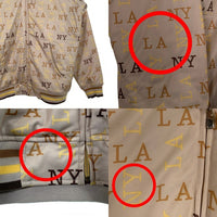 Kno betta ノーベター NY LA プリント ジップアップ 中綿ジャケット ベージュ HIPHOP Size 2XL 福生店