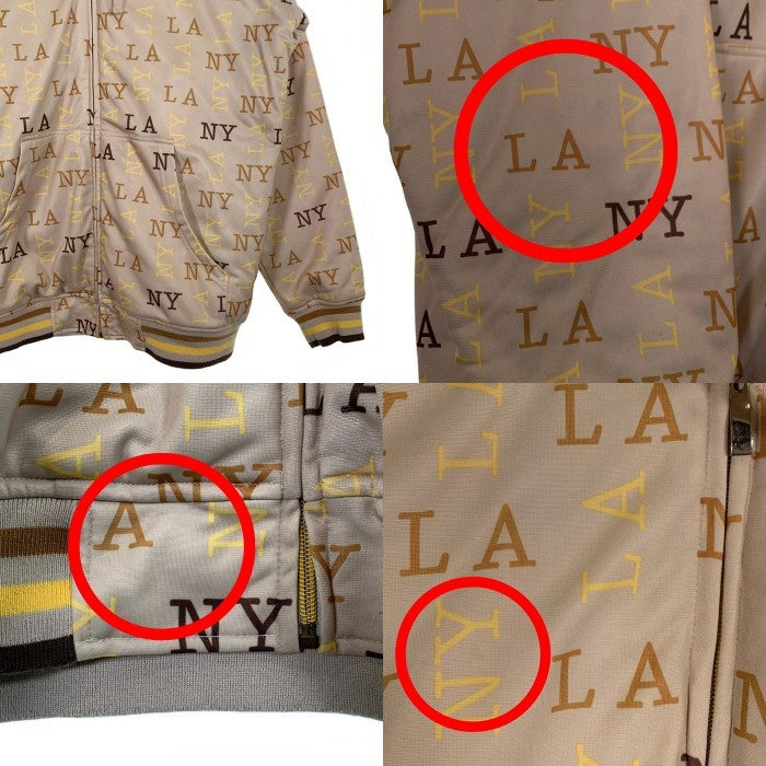 Kno betta ノーベター NY LA プリント ジップアップ 中綿ジャケット ベージュ HIPHOP Size 2XL 福生店