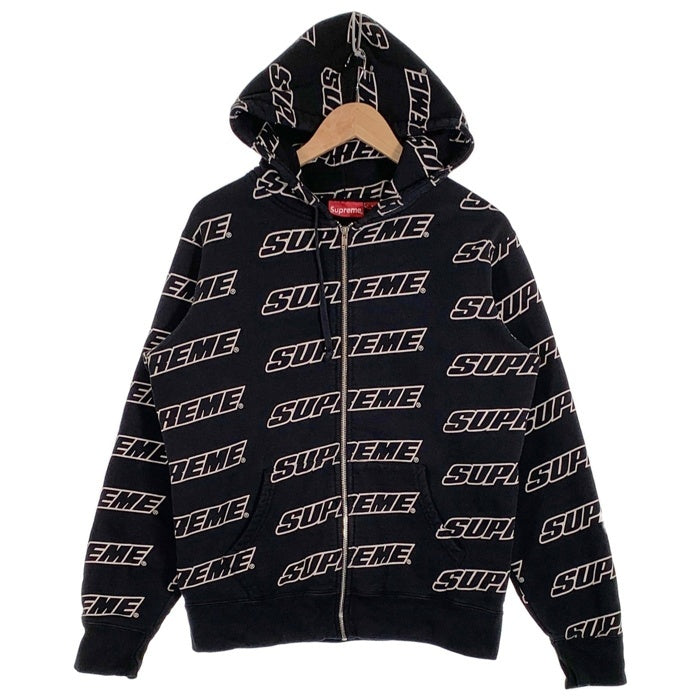 SUPREME シュプリーム 18SS Repeat Zip Up Hooded Sweatshirt ジップアップ フーディー パーカー ブラック カナダ製 Size S 福生店