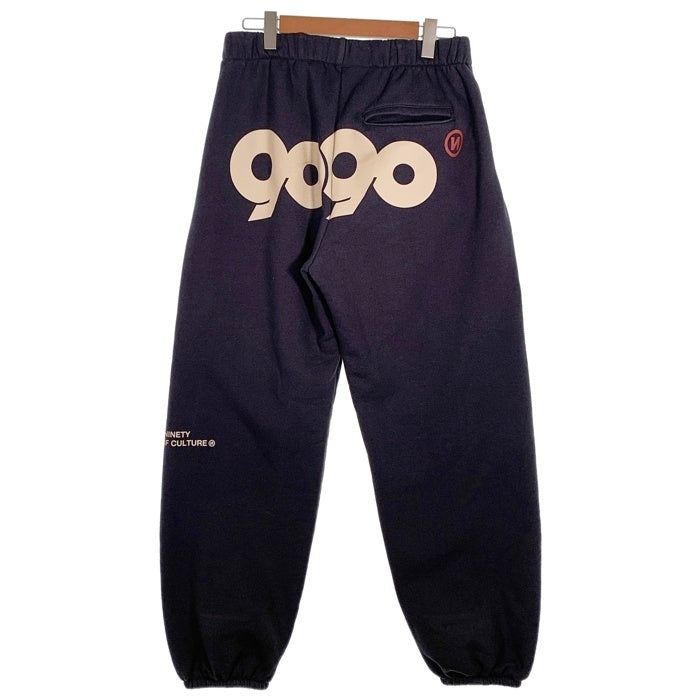 9090 ナインティナインティ 90 Logo Original Sweat Pants スウェットパンツ ロゴ刺繡 ネイビー NN1832 Size L 福生店