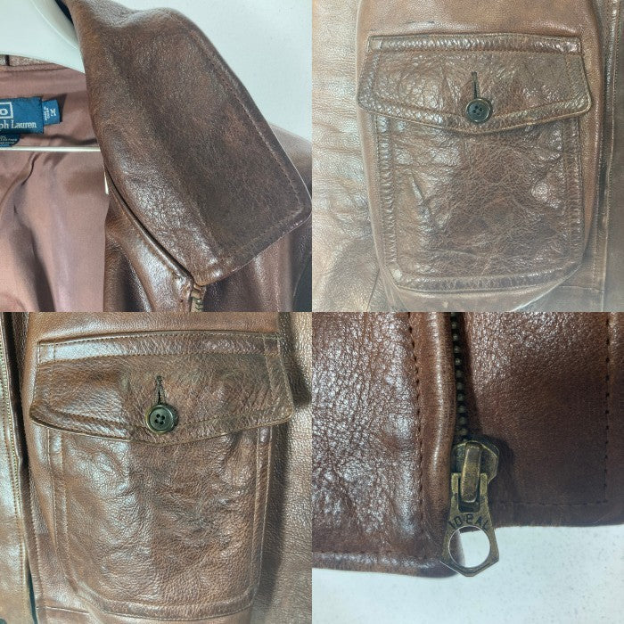 Polo Ralph Lauren ポロラルフローレン A-2 G-1 タイプ レザー フライトジャケット ブラウン sizeM 瑞穂店