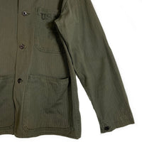 40's U.S.NAVY 米海軍 USMC (U.S.MARINE CORPS) P-41 HBT ヘリンボーンツイル カバーオールジャケット オリーブ Size S～M相当 福生店
