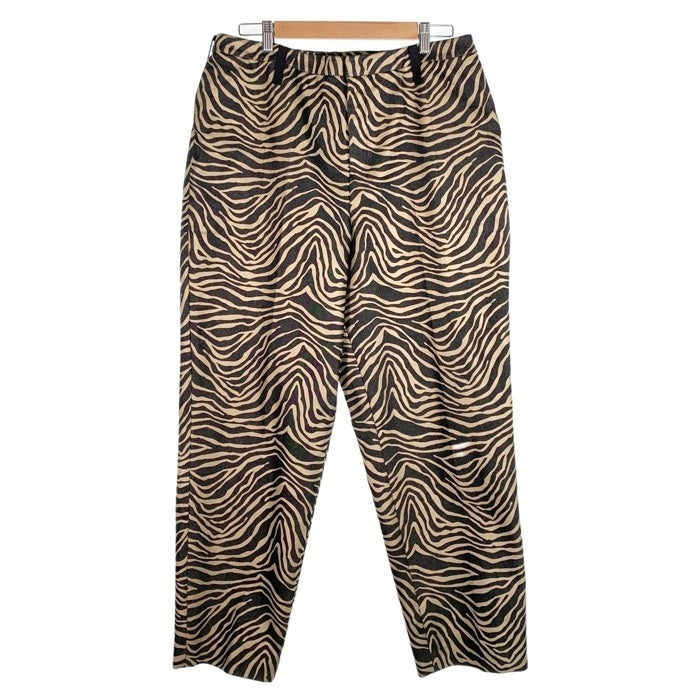 LINDA ALLARD ELLEN TRACY ゼブラプリント ワイドスラックス パンツ ブラック ゴールド Size 14 福生店