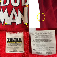 90`s Budweiser バドワイザー Budman バドマン プルオーバースウェットパーカー フーディ レッド TULTEX USA製 Size 2XL 福生店