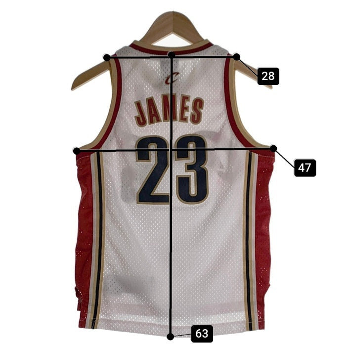 Reebok リーボック NBA Cleveland Cavaliers クリーブランド キャバリアーズ 23 LeBron James レブロン ジェームス ゲームシャツ ユニフォーム ホワイト ゴールド レッド Size M 福生店
