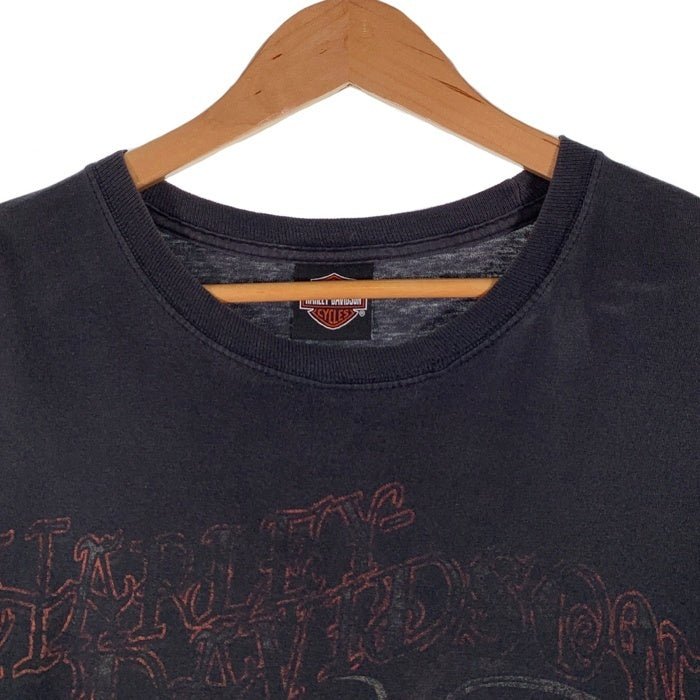 HARLEY-DAVIDSON ハーレーダビッドソン スカル バー&シールド プリントTシャツ ブラック ホンジュラス製 Size 2XL 福生店