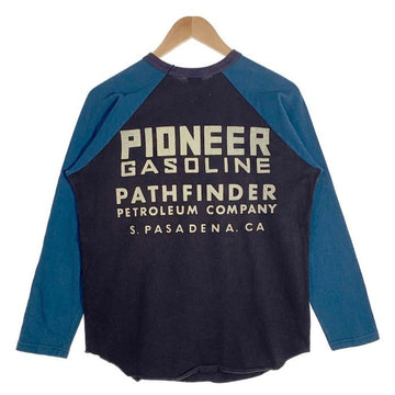 BOOTLEGGERS ブートレガース PATHFINDER GASOLINE プリント 七分袖 ラグランスリーブカットソー ブラック ブルー Size M 福生店