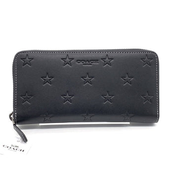 COACH コーチ CW296 スター型押し ラウンドファスナーレザーウォレット ブラック 福生店