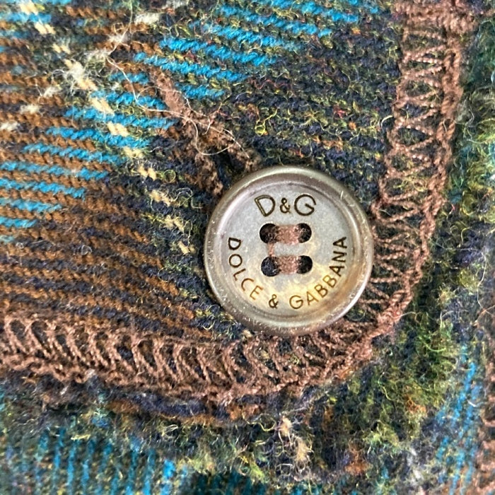 DOLCE&GABBANA ドルチェアンドガッバーナ ダブルウエスト チェック ウール パラシュート カーゴ ボンテージパンツ グリーン size46 瑞穂店