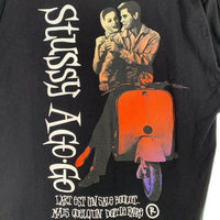STUSSY ステューシー Classic A GO GO ローマの休日 バックプリント Tシャツ ブラック メキシコ製 Size L 福生店