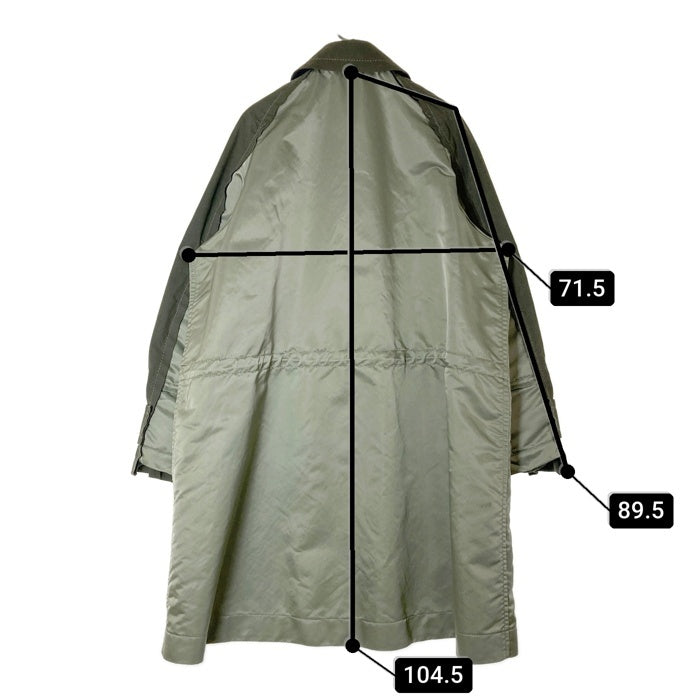 Sacai サカイ 21-02591M 21AW Cotton Oxford Coat コットンオックスフォード 再構築異素材切り替え ステンカラーコート カーキ sizeM 瑞穂店