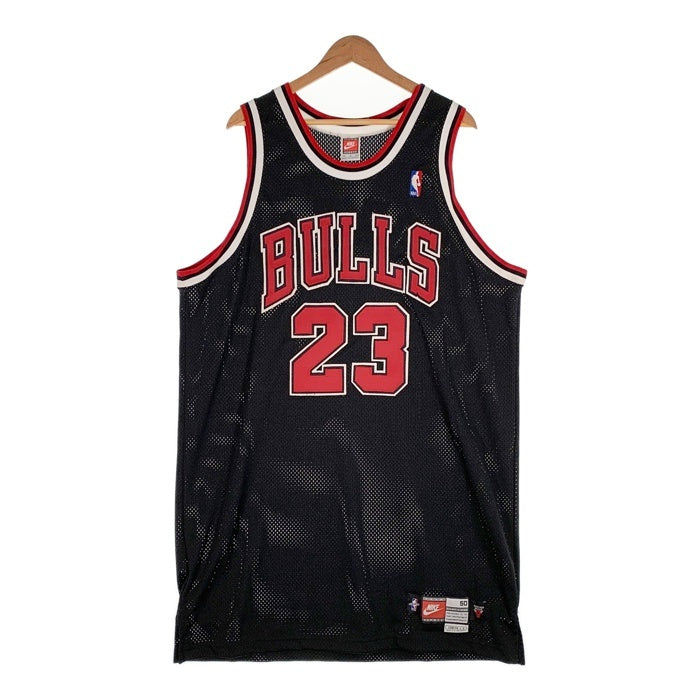 90's~ NIKE ナイキ CHICAGO BULLS シカゴ・ブルズ JORDAN マイケルジョーダン メッシュ ユニフォーム ゲームシャツ アウェイ ブラック ワッペン Size XL 福生店