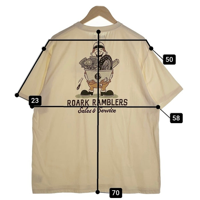 ROARK ロアーク REVIVAL "RAMBLERS" S/S TEE プリントTシャツ ナチュラル Size L 福生店