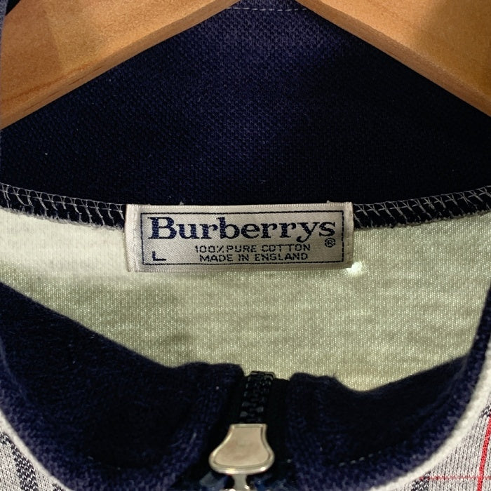 Burberrys バーバリー ハーフジップ プルオーバートップ グレー ノバチェック コットン イングランド製 Size L 福生店