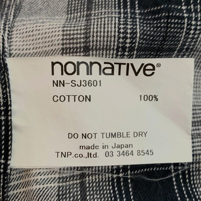 nonnative ノンネイティブ 19AW カーペンターシャツジャケット フランネルチェックシャツ スナップボタン Vネック NN-SJ3601 Size 1 福生店