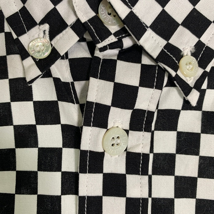 CORE FIGHTER コアファイター チェッカーフラッグ ボタンダウン 半袖 コットンシャツ ブラック ホワイト Size M 福生店