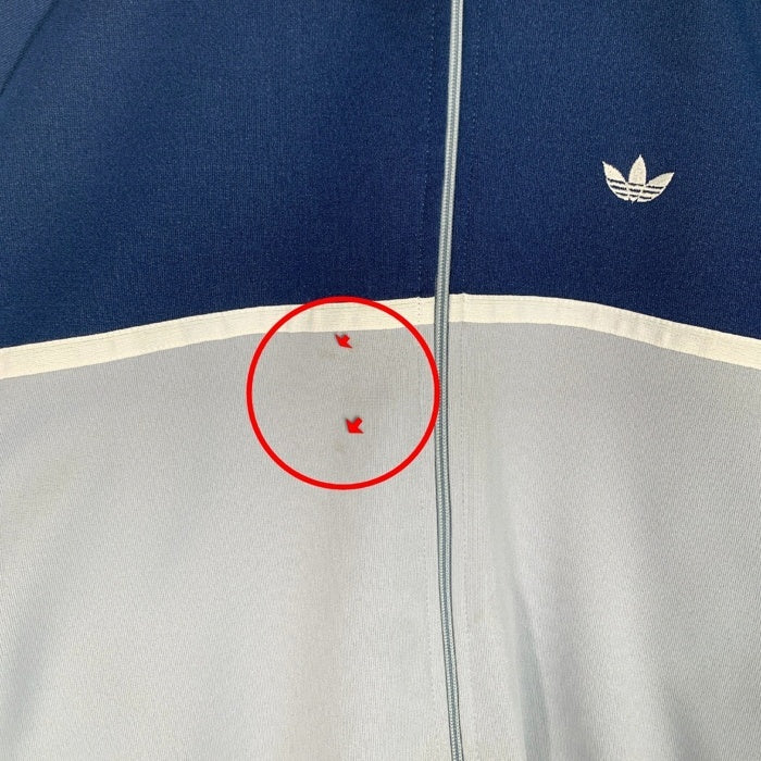 70's~ adidas アディダス トラックジャケット 襟付き ネイビー グレー 台湾製 Size L 福生店